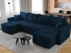 Narożniki>BROMARKT Rozkładana welurowa kanapa narożna do salonu LUIS U