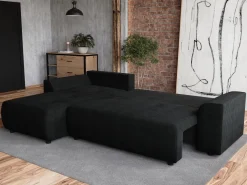 Meble Dla Dzieci|Meble Młodzieżowe>BROMARKT Rozkładany narożnik czarny z funkcją spania do salonu ROMEO