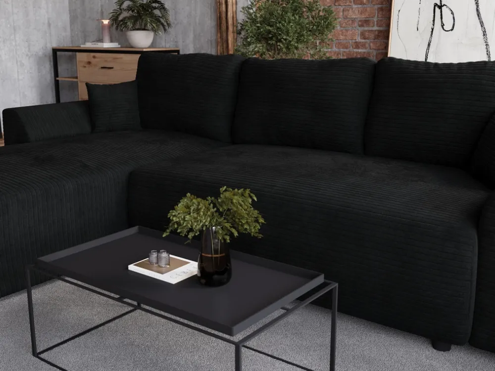 Meble Dla Dzieci|Meble Młodzieżowe>BROMARKT Rozkładany narożnik czarny z funkcją spania do salonu ROMEO