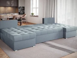 Narożniki>BROMARKT Rozkładany narożnik do salonu z funkcją spania duży HOT U SLIM szary