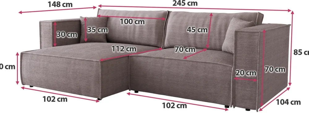 Meble Dla Dzieci|Narożniki>BROMARKT Rozkładany narożnik do salonu z funkcją spania i pojemnikiem MIZARU