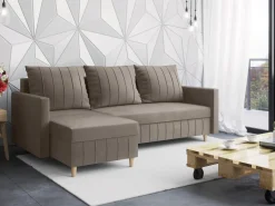 Meble Dla Dzieci|Narożniki>Rimal Rozkładany narożnik do salonu z pojemnikiem na pościel brązowy FOCUS