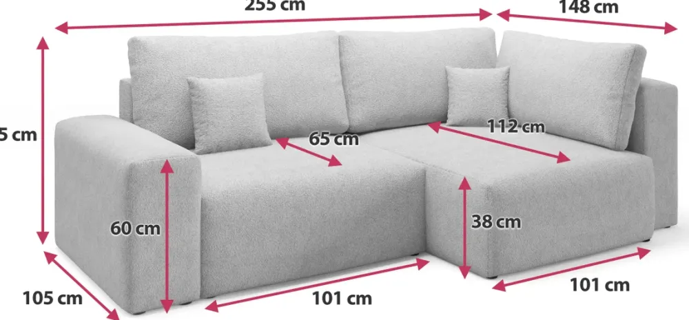 Narożniki>BROMARKT Rozkładany narożnik do salonu z funkcją spania boucle CAMILO DUO