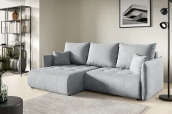 Meble Dla Dzieci|Narożniki>BROMARKT Rozkładany narożnik do salonu z funkcją spania szary HUDSON