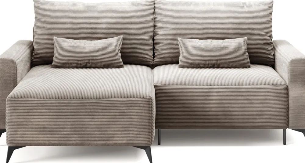 Narożniki|Meble Dla Dzieci>BROMARKT Rozkładany narożnik loft na nóżkach z pojemnikiem do salonu LORENZO beżowy