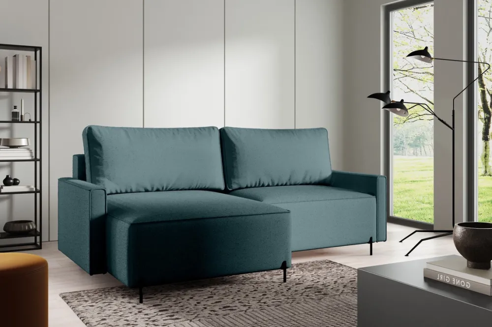 Meble Dla Dzieci|Narożniki>BROMARKT Rozkładany narożnik na nóżkach z funkcją spania i pojemnikiem NORTON zielony