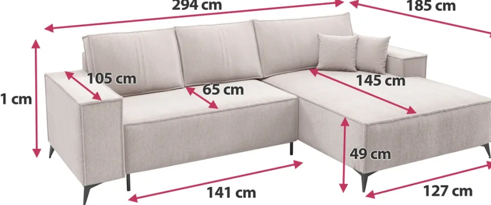 Meble Dla Dzieci|Narożniki>BROMARKT Rozkładany narożnik szary do salonu na nóżkach z funkcją spania APOLLO