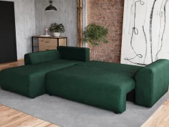 Narożniki>BROMARKT Rozkładany narożnik z funkcją spania do salonu zielony ROMEO