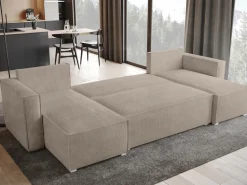 Narożniki>BROMARKT Rozkładany narożnik z funkcją spania TOP U pojemnik na pościel sztruks