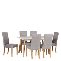 Stoły Z Krzesłami>DREWMIX Rozkładany stół z drewnianymi krzesłami tapicerowanymi GROTTO