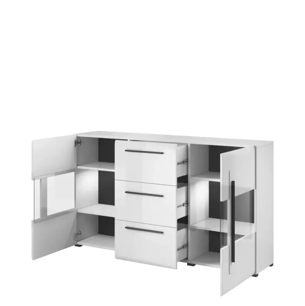 Zestawy Mebli Do Salonu|Komody>Helvetia Rustykalna komoda ze szklanymi drzwiami TELOS dąb grandson