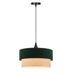 Oświetlenie Przedpokoju|Oświetlenie Jadalni>Candellux Lighting Sinagra lampa wisząca czarny 1x60 e27 abażur duo 35+30 but.zieleńzloto+ biały