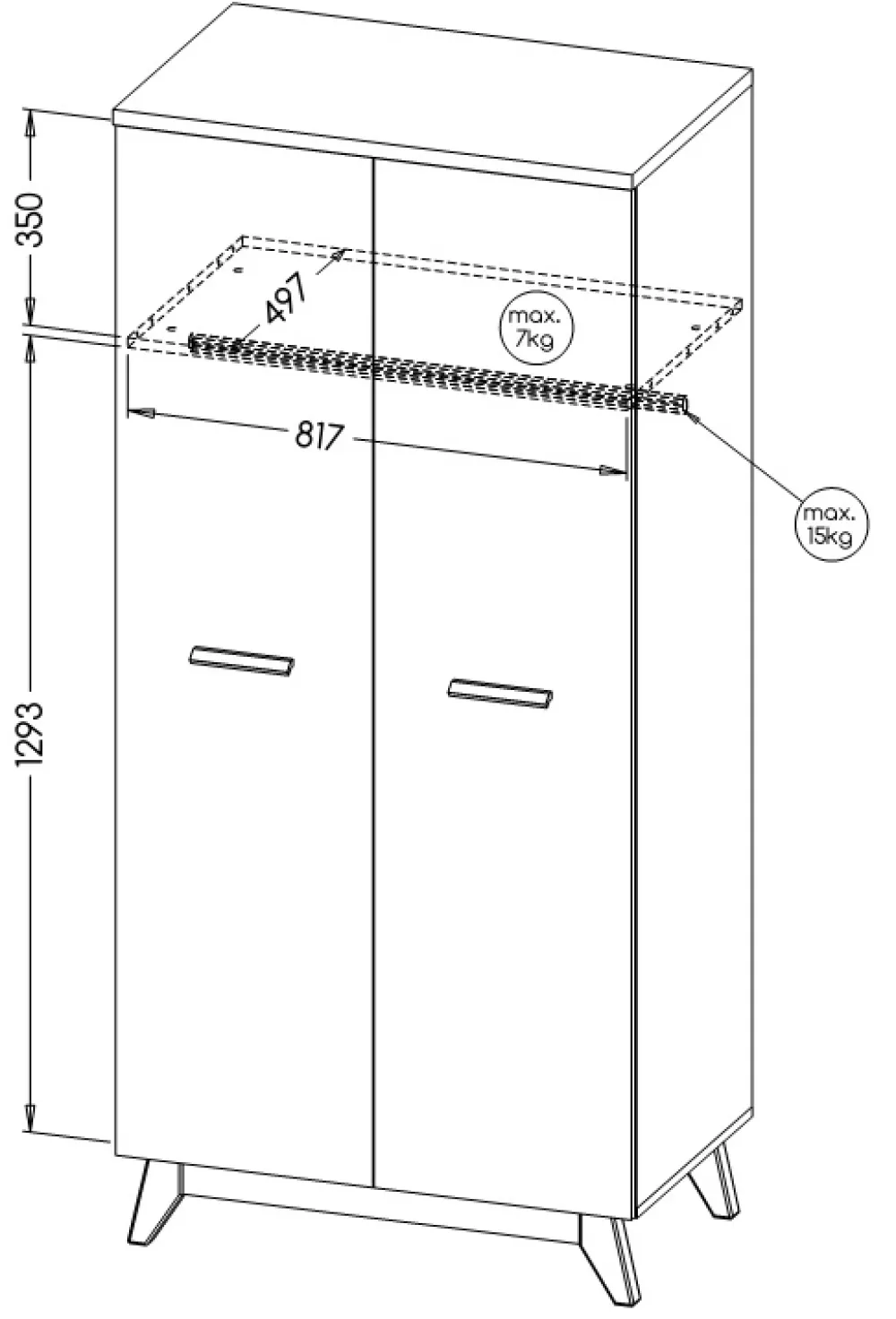 Szafy Dwudrzwiowe|Szafy Młodzieżowe>DOLMAR Skandynawska szafa dwudrzwiowa 85 cm SILVA
