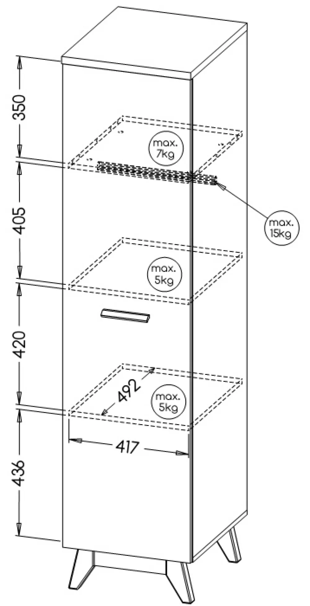 Szafy Młodzieżowe|Szafy Otwierane>DOLMAR Skandynawska szafa jednodrzwiowa 45 cm SILVA