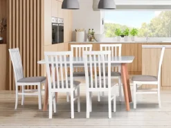 Stoły Z Krzesłami>DREWMIX Skandynawski stół z drewnianymi krzesłami do jadalni MONZA