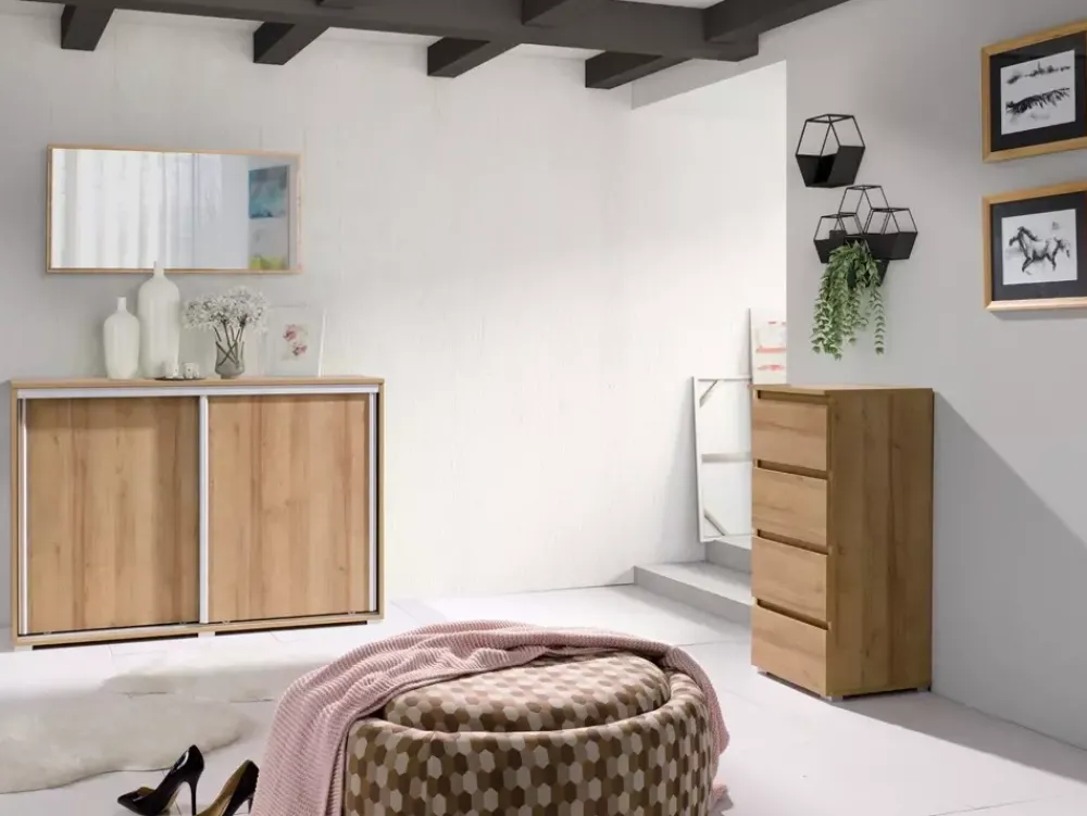 Zestawy Mebli Młodzieżowych|Komody>MARIDEX Smukła młodzieżowa komoda z szufladami w kolorze COSTA dąb riviera