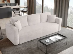 Meble Dla Dzieci|Meble Młodzieżowe></noscript>BROMARKT Sofa rozkładana z funkcją spania TOP brudna biel sztruks