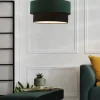 Oświetlenie Przedpokoju|Oświetlenie Jadalni>Candellux Lighting Solanto lampa wisząca czarny 1x60 e27 abażur duo 35+30 but.zieleńzłoto +czarny