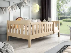 Meble Dla Dzieci|Łóżka Dziecięce>Meblomal Sosnowe łóżko dziecięce w stylu skandynawskim z drewna sosnowego 80x190 cm NEBULA sosna naturalna