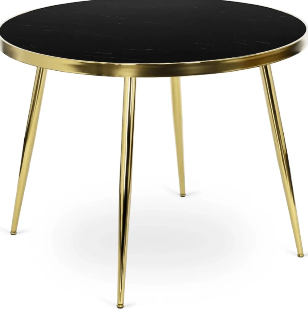 Stoły>MEBEL ELITE Stół do jadalni 100 cm okrągły czarny złote nóżki TILIA