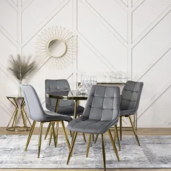 Stoły>MEBEL ELITE Stół do jadalni 100 cm okrągły czarny złote nóżki TILIA