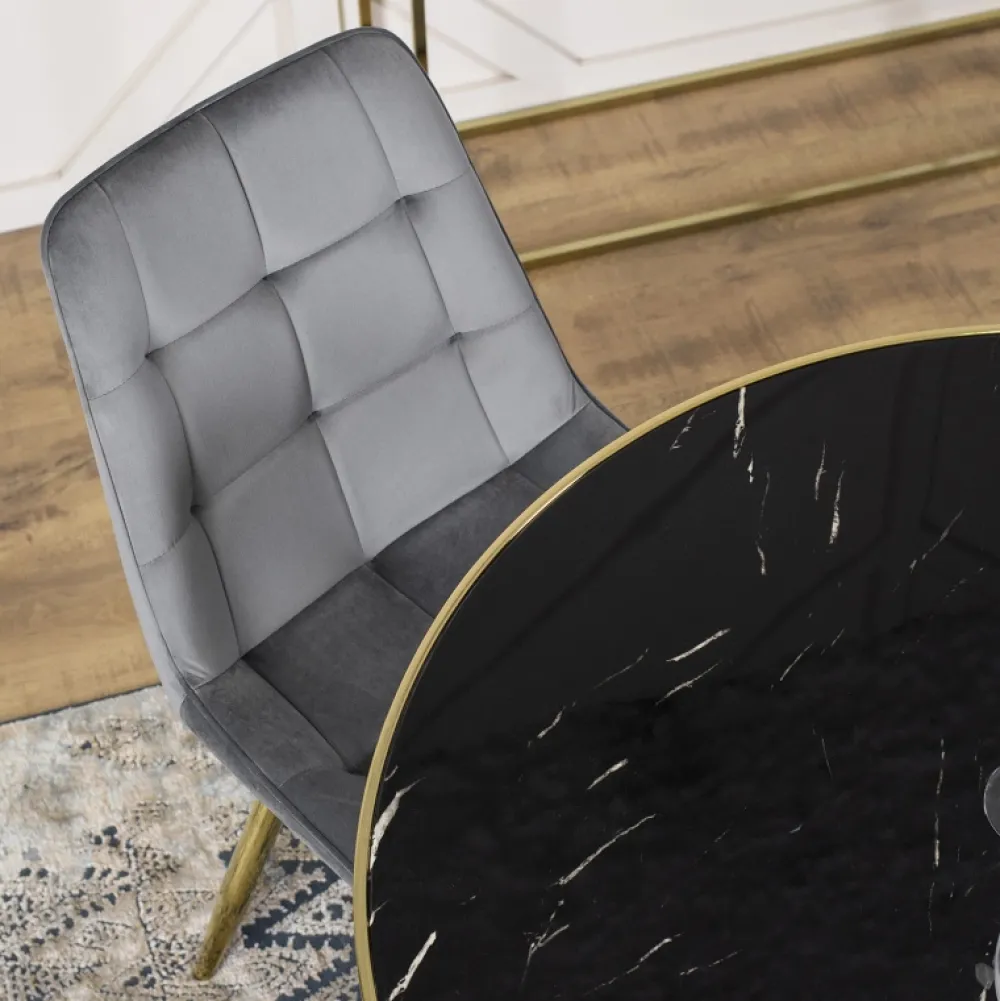 Stoły>MEBEL ELITE Stół do jadalni 100 cm okrągły czarny złote nóżki TILIA