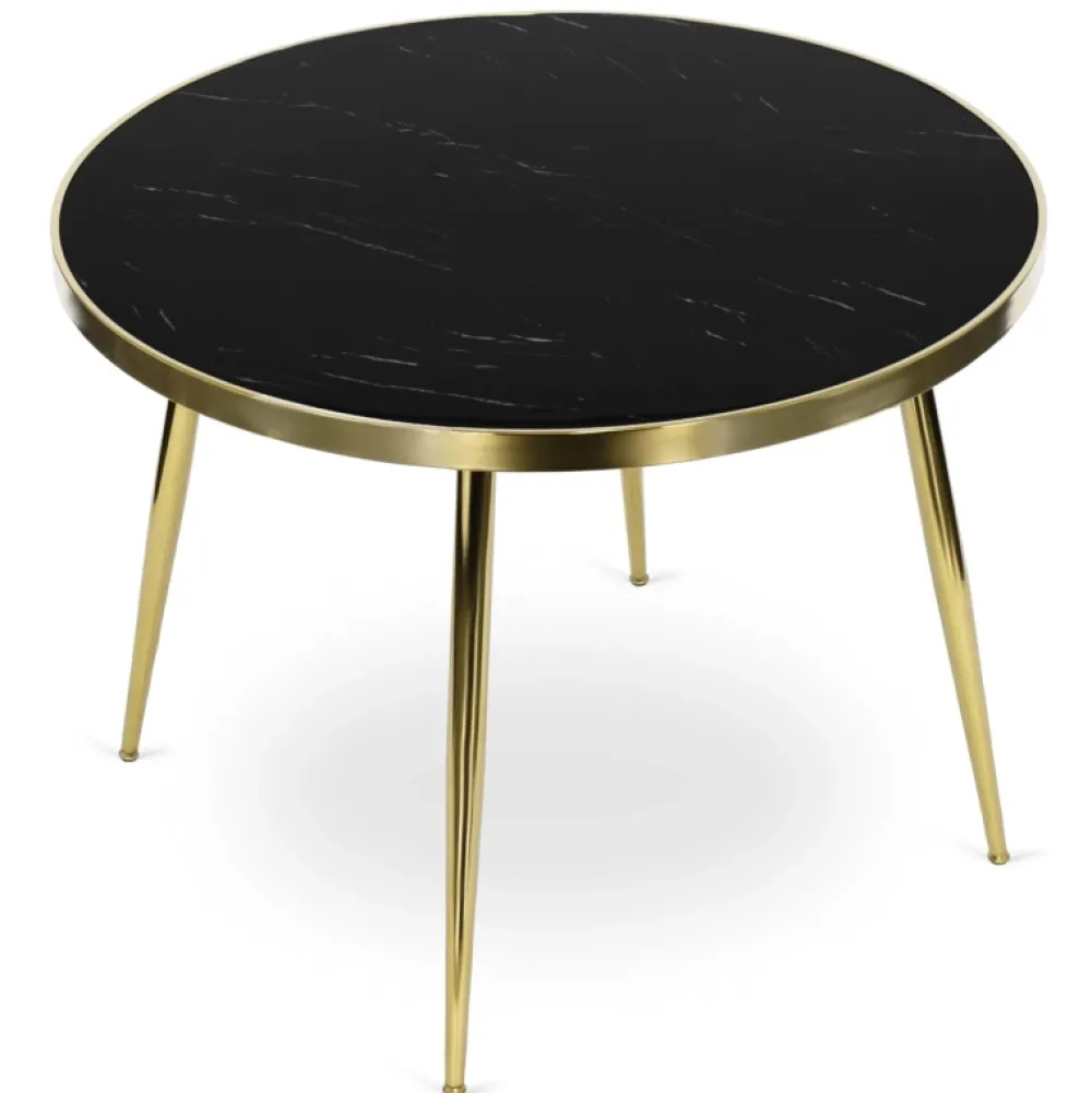 Stoły>MEBEL ELITE Stół do jadalni 100 cm okrągły czarny złote nóżki TILIA