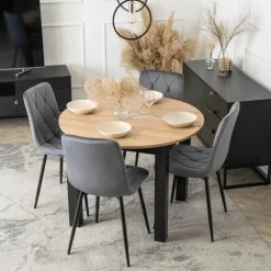 Stoły Rozkładane|Stoły>MEBEL ELITE Stół do jadalni HAVONE 102-142 cm dąb artisan z czarnymi nogami