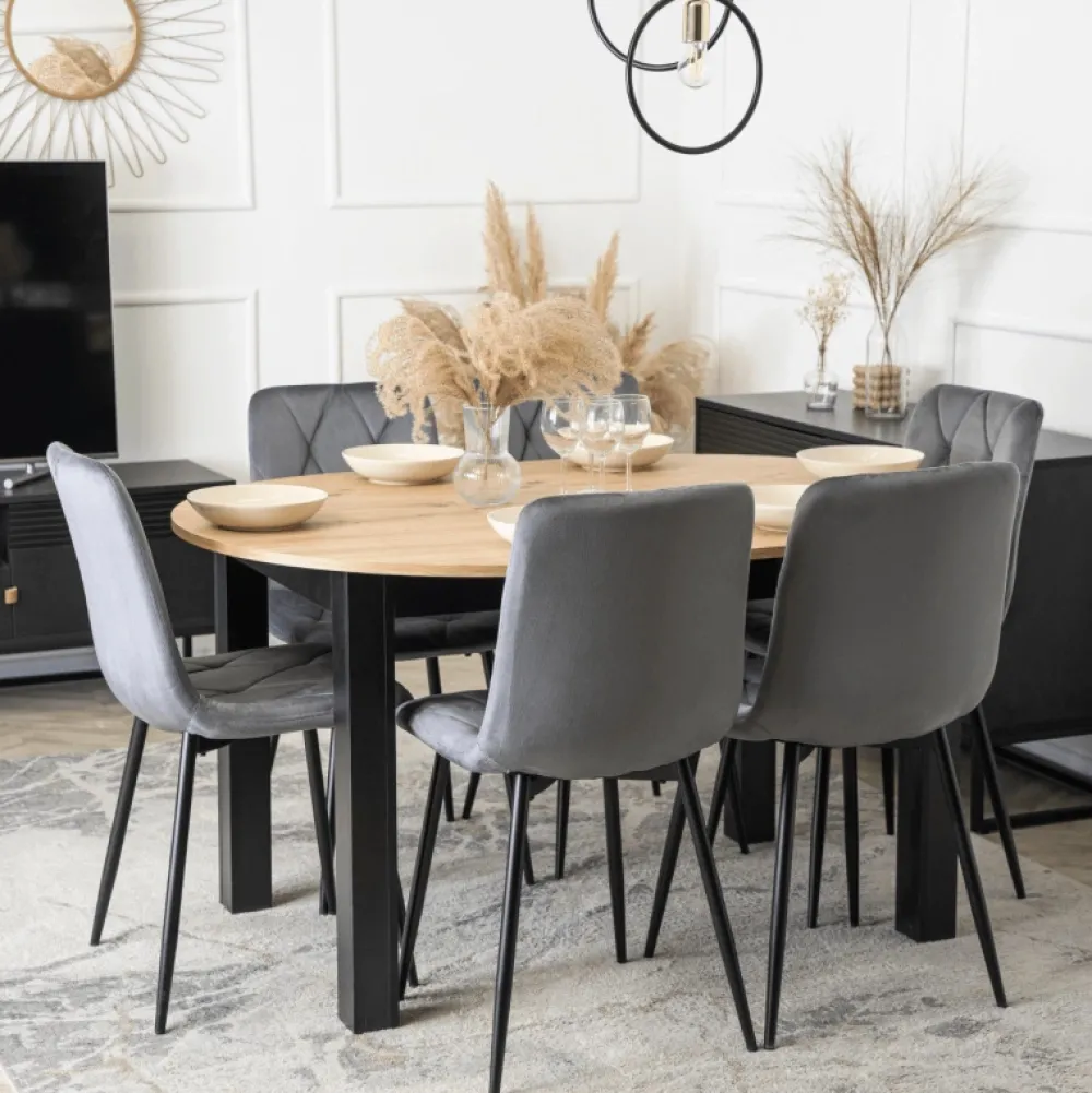 Stoły Rozkładane|Stoły>MEBEL ELITE Stół do jadalni HAVONE 102-142 cm dąb artisan z czarnymi nogami