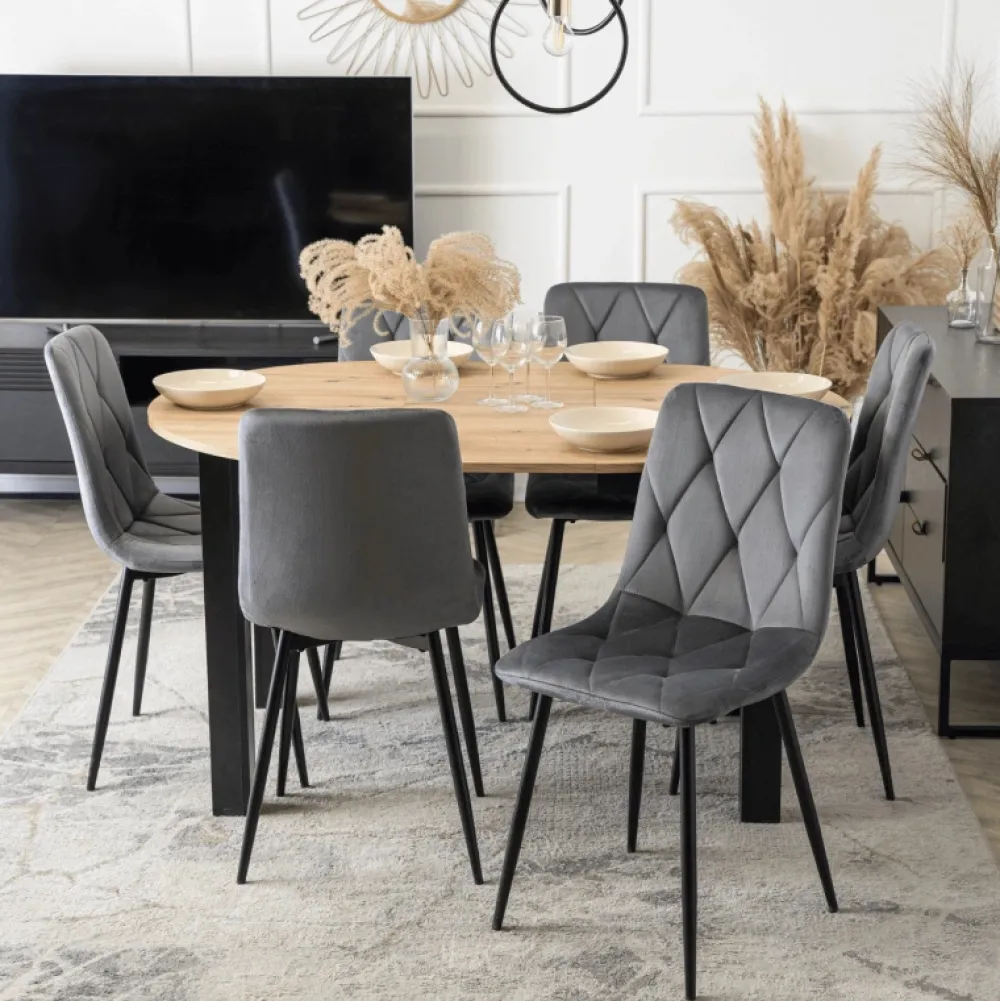 Stoły Rozkładane|Stoły>MEBEL ELITE Stół do jadalni HAVONE 102-142 cm dąb artisan z czarnymi nogami