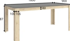 Stoły|Zestawy Mebli Do Salonu></noscript>MEBLOSIEK Stół do jadalni RUSTICA 180 cm dąb artisan z czarnym blatem