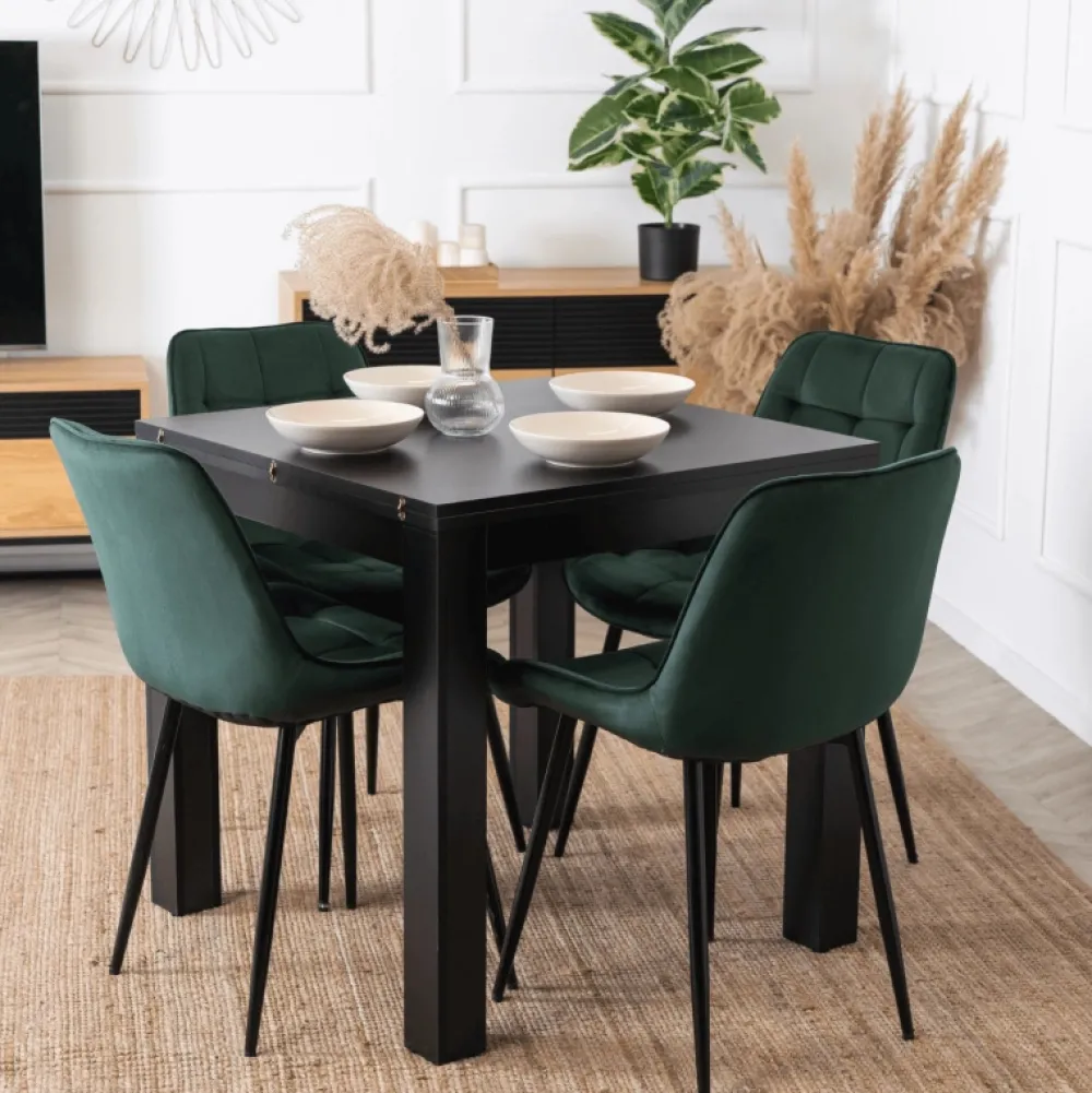 Stoły Rozkładane|Stoły>MEBEL ELITE Stół rozkładany kwadratowy do jadalni 80-160 cm MANX czarny