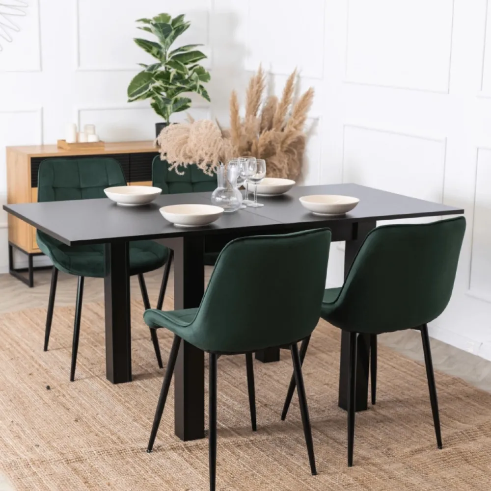 Stoły Rozkładane|Stoły>MEBEL ELITE Stół rozkładany kwadratowy do jadalni 80-160 cm MANX czarny