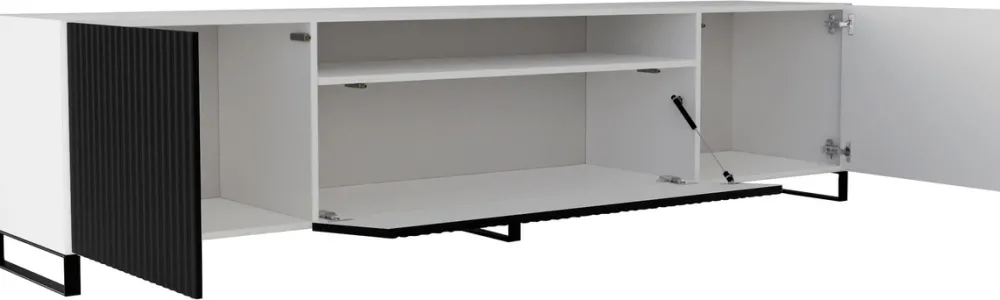 Szafki Rtv>Arton Stojąca szafka RTV 200 cm do salonu pod telewizor TAVIO biały czarny