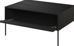 Ławy I Stoliki>lenart. Stolik kawowy z ryflowanymi frontami do salonu 70x100 cm TREND czarny