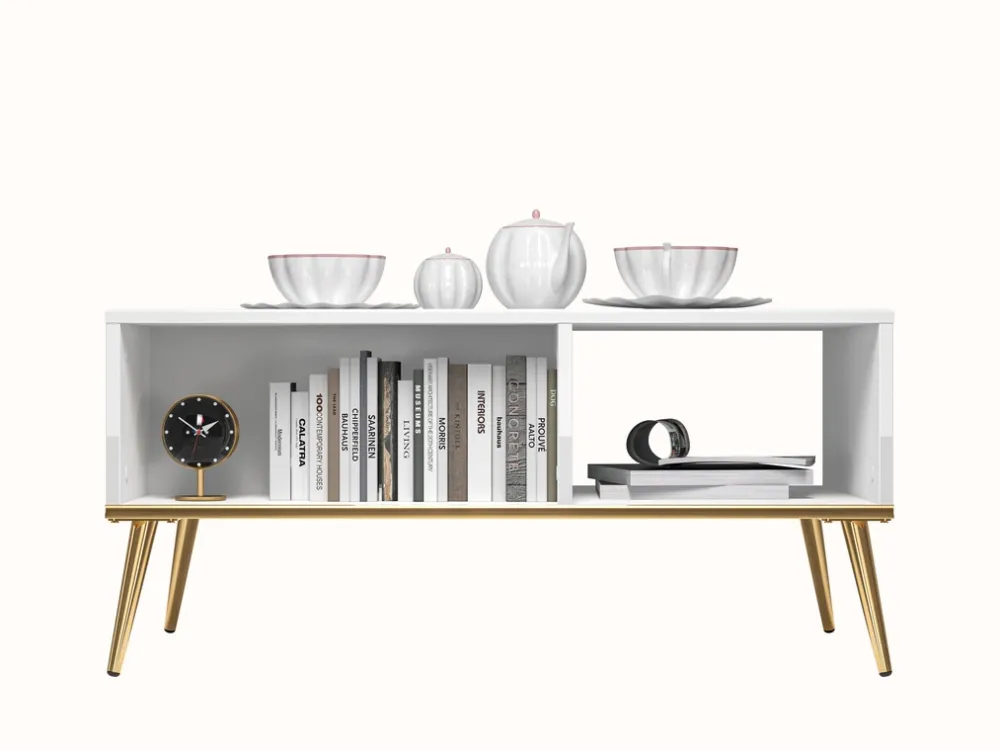 Ławy I Stoliki>ML Meble Stolik kawowy do salonu w stylu glamour GOLDIN biały