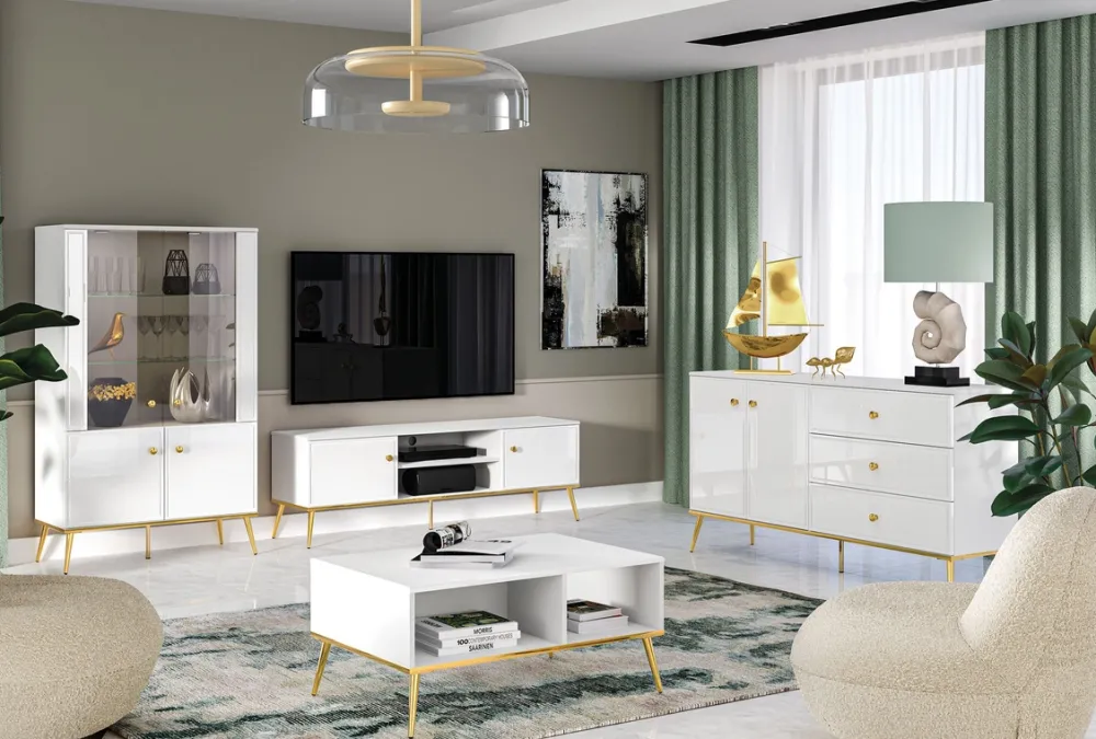 Ławy I Stoliki>ML Meble Stolik kawowy do salonu w stylu glamour GOLDIN biały