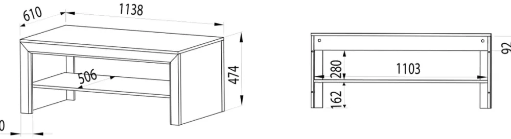 Ławy I Stoliki>ML Meble Stolik kawowy do salonu z półką 61x114 cm BALTICA dąb lefkas