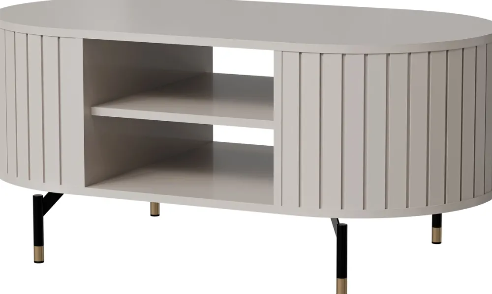 Zestawy Mebli Do Salonu|Ławy I Stoliki>DOLMAR Stolik kawowy do salonu z zaokrąglonymi bokami ZELDA cashmere kaszmir