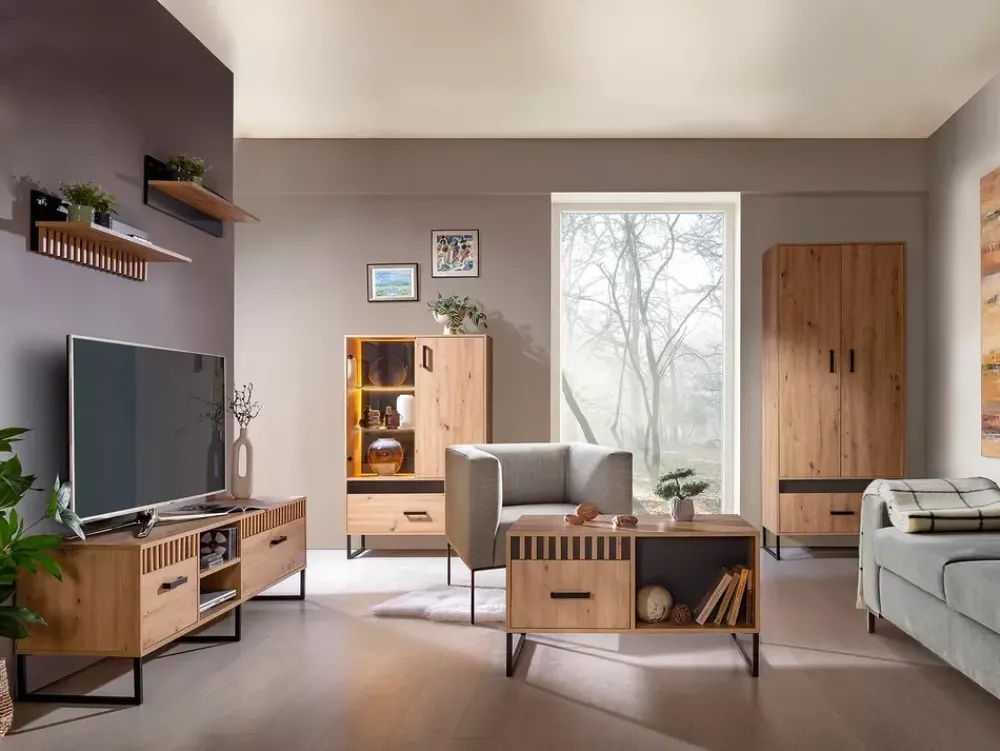 Ławy I Stoliki|Zestawy Mebli Młodzieżowych>DOMEL Stolik kawowy loft z szufladą LAMELIX dąb artisan