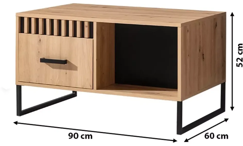 Ławy I Stoliki|Zestawy Mebli Młodzieżowych>DOMEL Stolik kawowy loft z szufladą LAMELIX dąb artisan