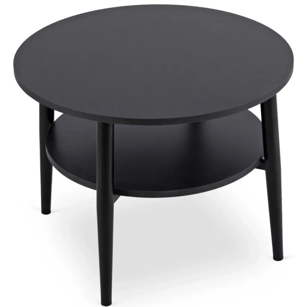 Ławy I Stoliki>MEBEL ELITE Stolik kawowy okrągły do salonu 60 cm czarny PAVIO