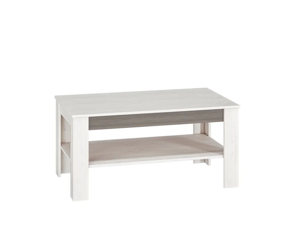 Zestawy Mebli Młodzieżowych|Ławy I Stoliki>ML Meble Stolik kawowy z półką do salonu 67x114 cm BLANCO sosna śnieżna