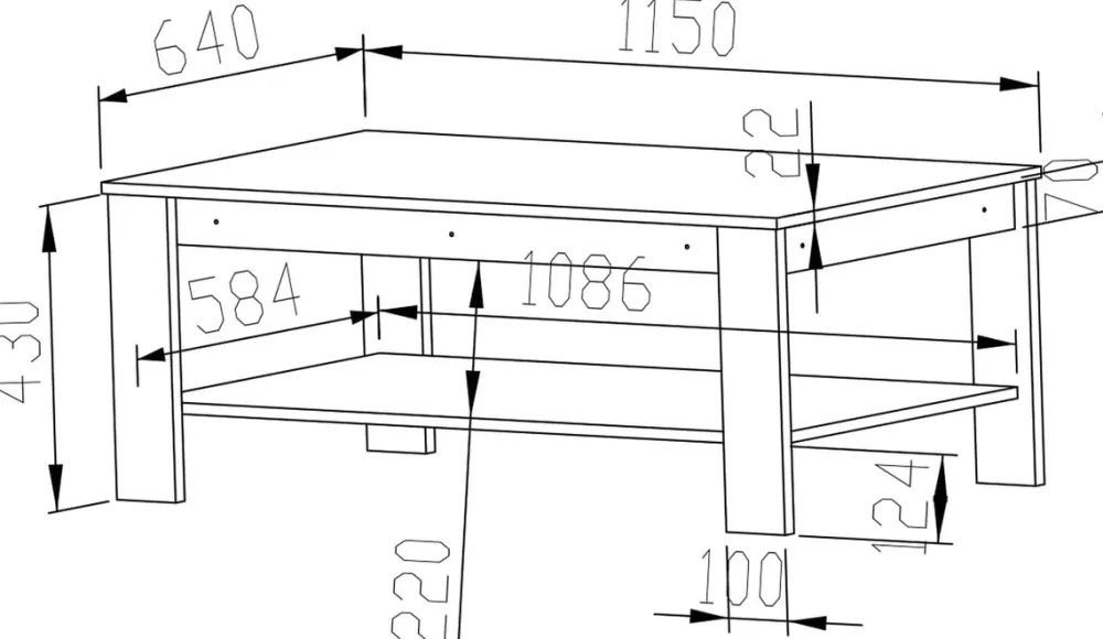 Zestawy Mebli Młodzieżowych|Ławy I Stoliki>ML Meble Stolik kawowy z półką do salonu 115x46 cm CASTEL dąb sonoma