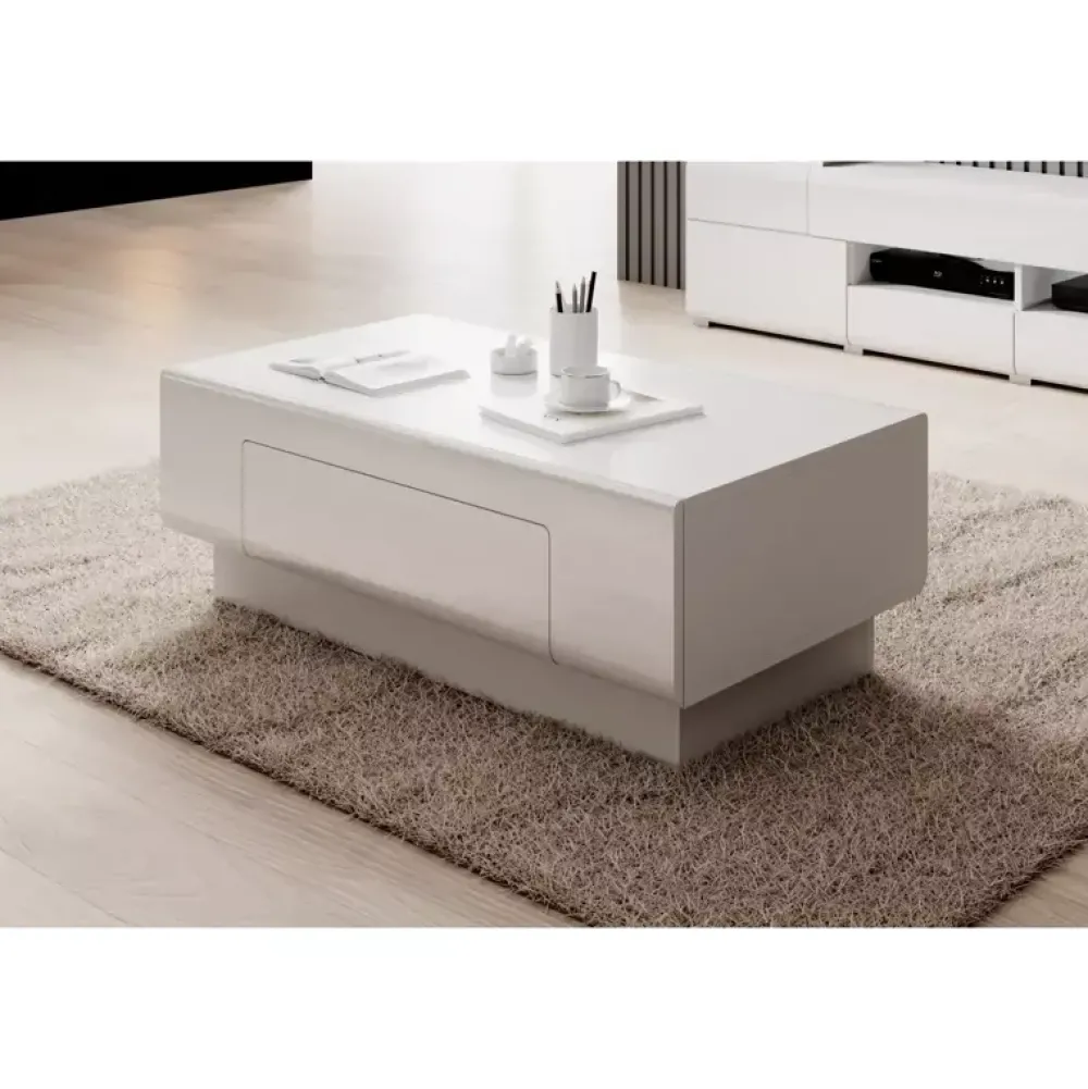 Ławy I Stoliki>Helvetia Stolik kawowy z szufladą TENDER połysk biały