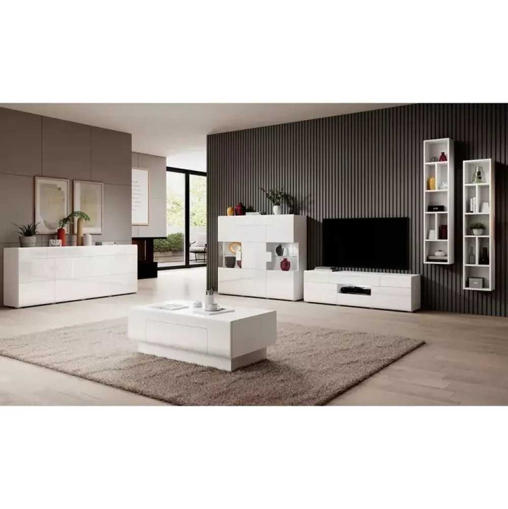 Ławy I Stoliki>Helvetia Stolik kawowy z szufladą TENDER połysk biały