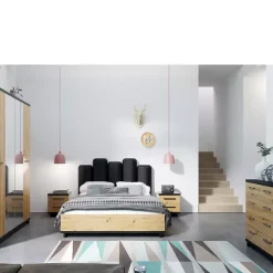 Zestawy Mebli Do Sypialni|Szafki Nocne>GiB Meble Stolik nocny Dąb artisan/czarny mat ISMENA