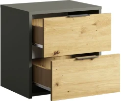 Zestawy Mebli Do Sypialni|Szafki Nocne>MEBLOSIEK Stolik nocny do sypialni z szufladami RUSTICA szary grafit