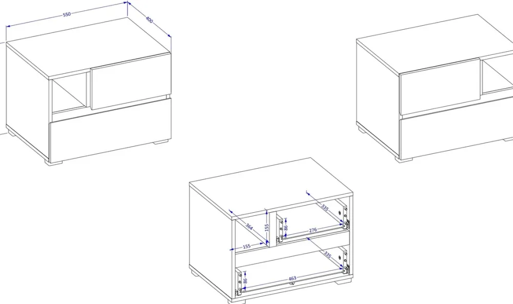 Meble Dla Dzieci|Zestawy Mebli Do Sypialni>Helvetia Stolik nocny do sypialni z szufladami 55 cm CROSS dąb wotan