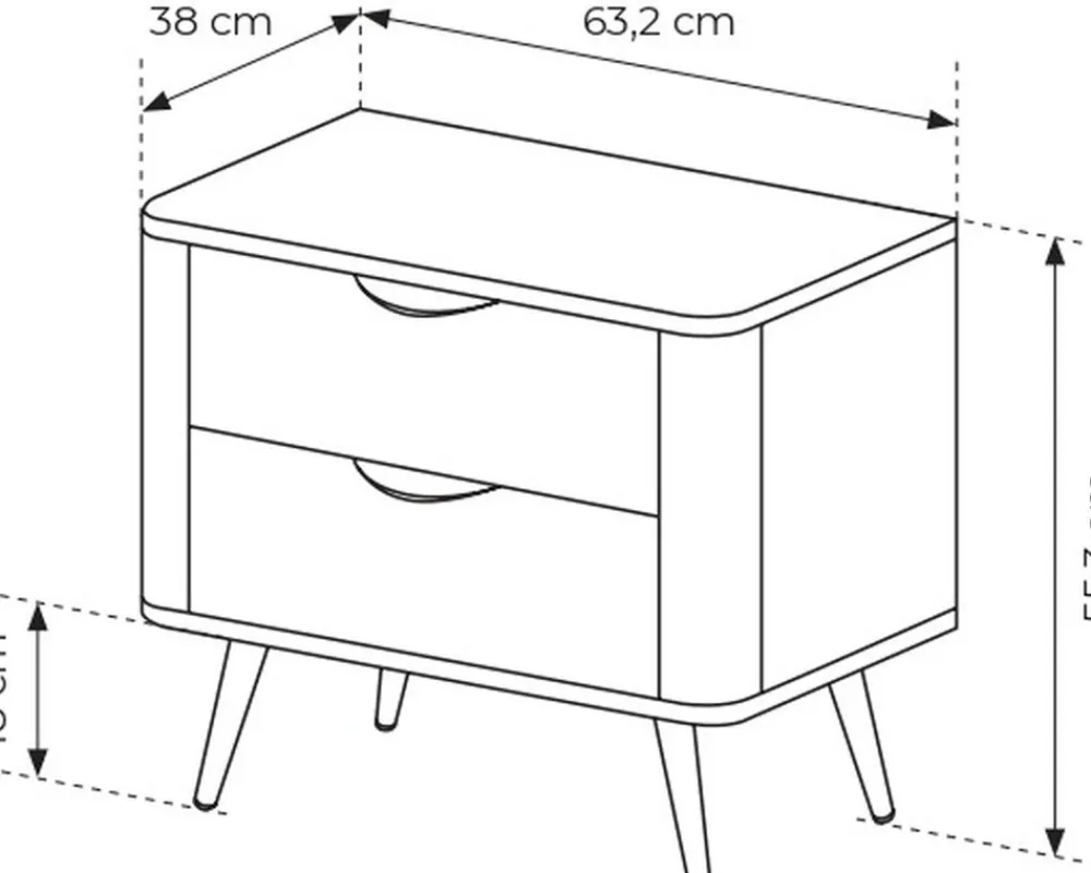 Meble Dla Dzieci|Szafki Nocne>LASKI Stolik nocny do sypialni z szufladami VALIO dąb dunin